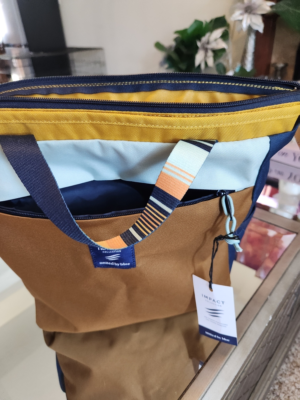 United by Blue Impact Collection Two-Tone Brown & Navy Backpack - Picture 4 of 7